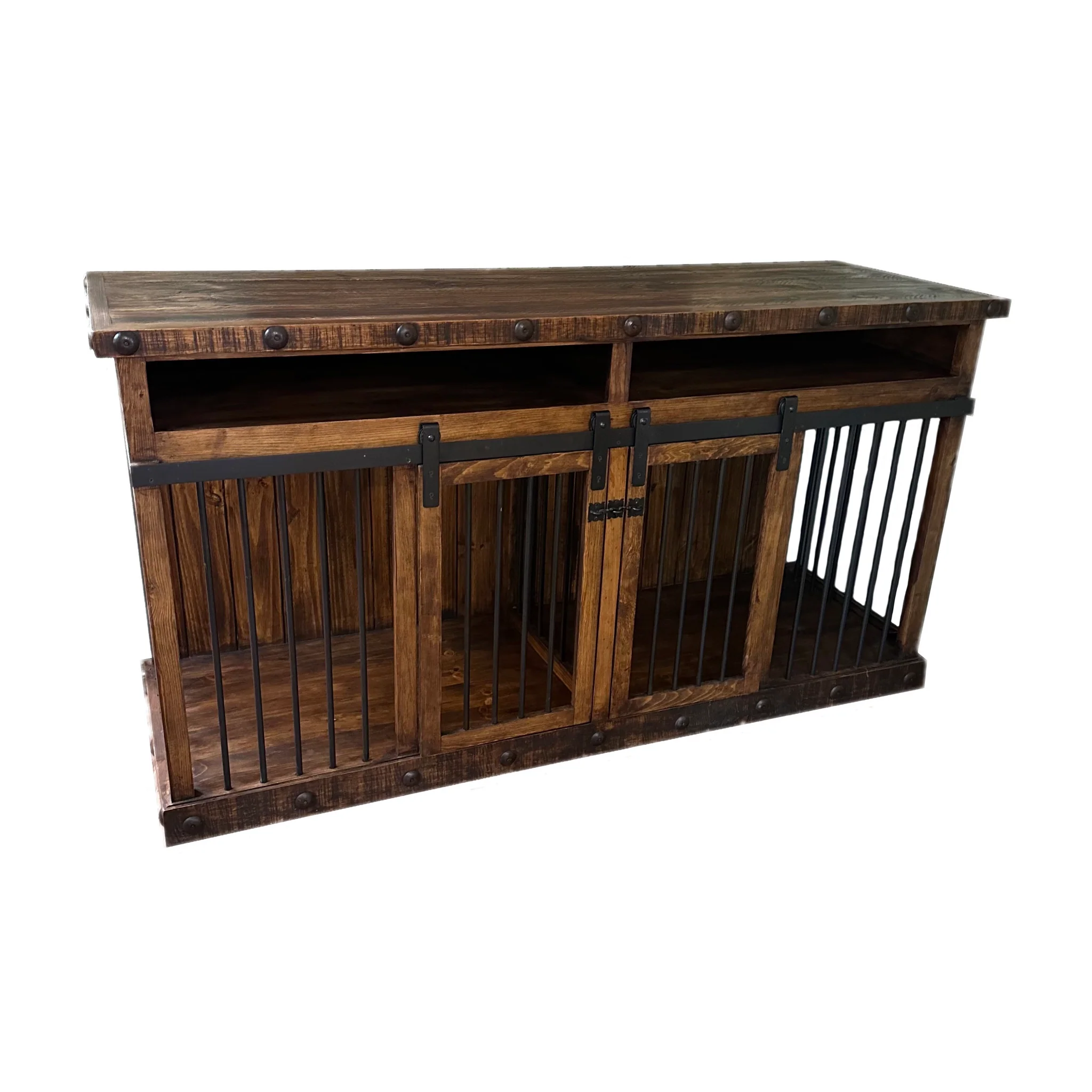 Double dog crate fashion tv stand