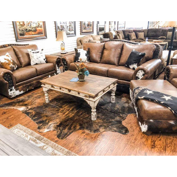 Tri-Color Cowhide Sofa Set – 4State Rustic
