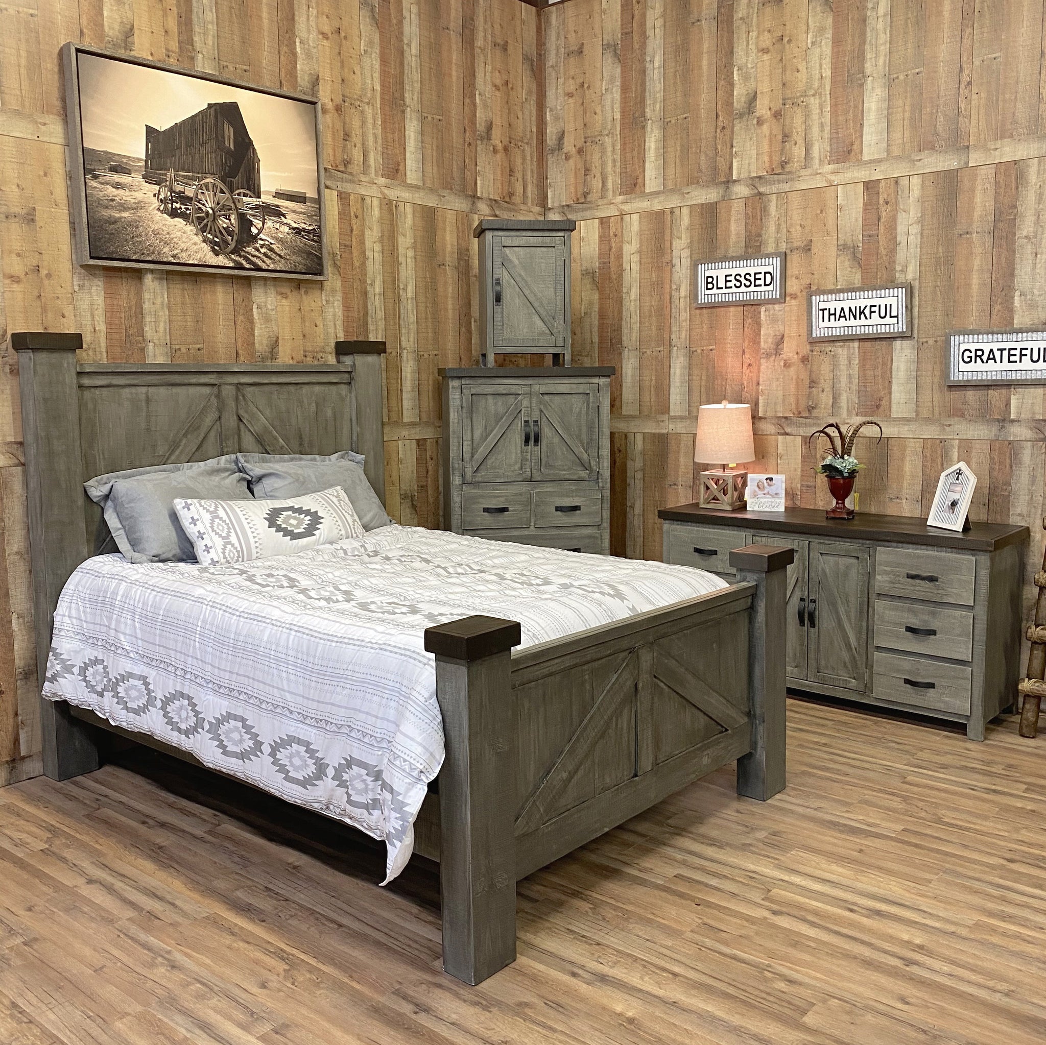 Rustic grey king bedroom set sales